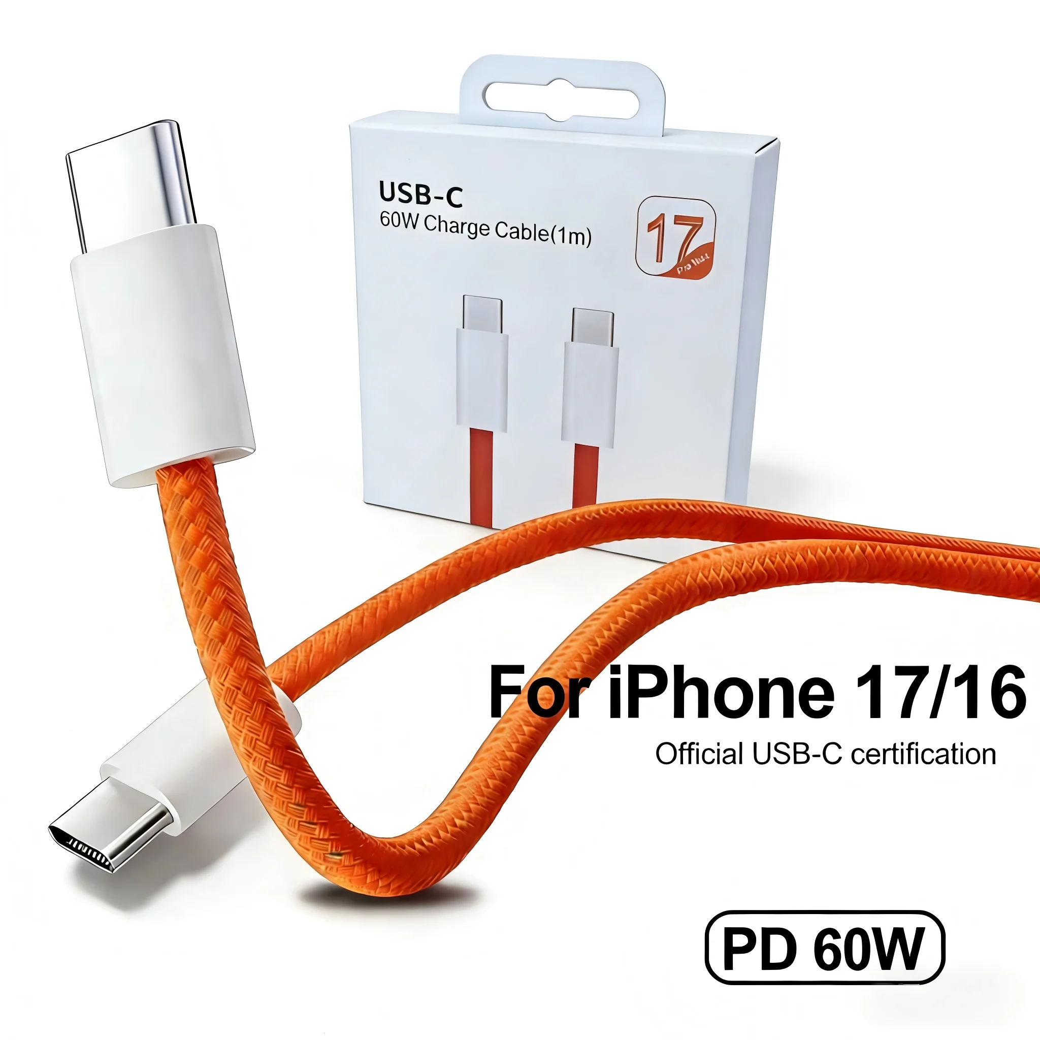 USB-C Kabel für iPhone 17 16 15 Pro Max PD 60W Schnellladung für Huawei Xiaomi Samsung Typ C Geflochtenes Kabel Zubehör Image