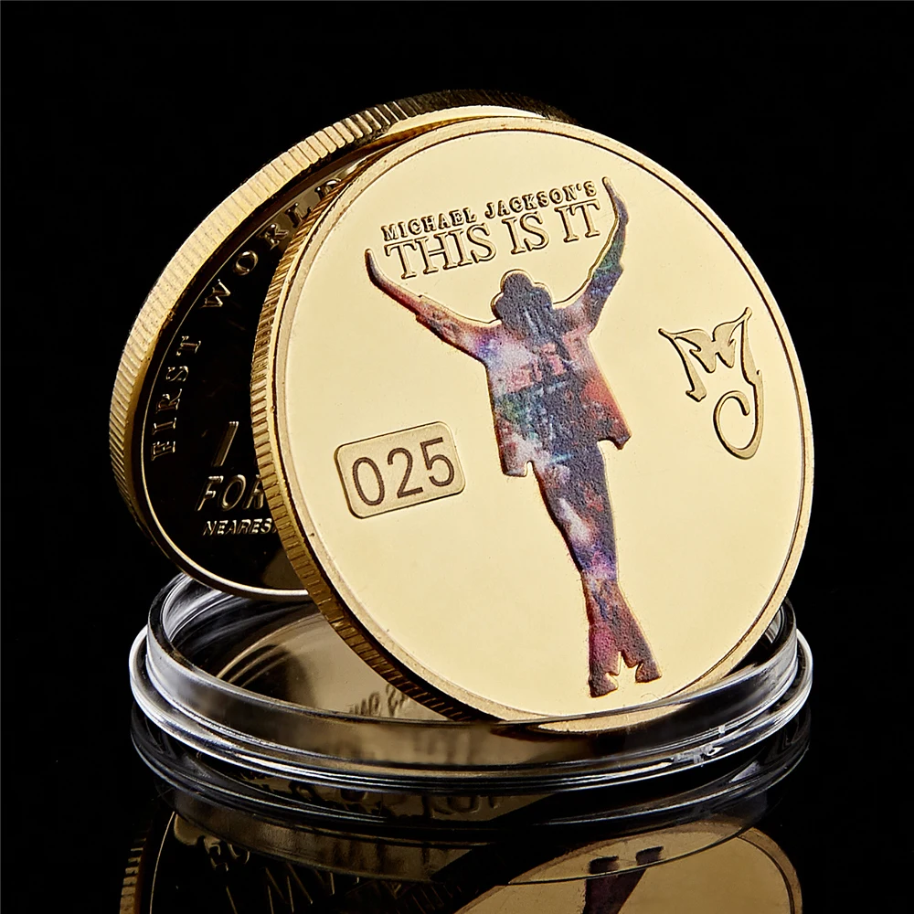 Michael Jackson The King of Pop vergoldete Gedenkmünze, Jubiläumsgeschenk, Pop-Sammelmünzen Image