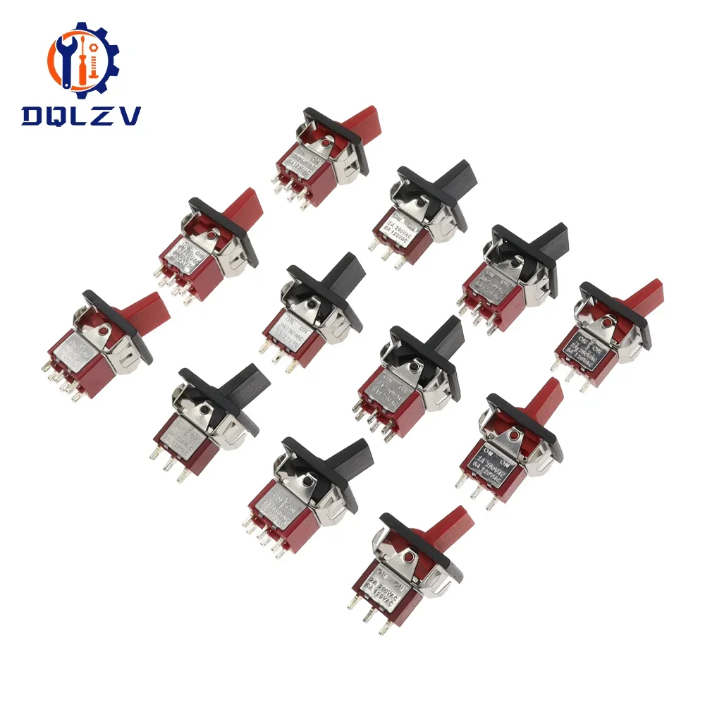 SPDT DPDT Reset Rastender Kippschalter RLS-102 5A 125V 3A 250 AC Mini 3 6PIN ON-ON ON-OFF-ON Wippschalter Lichter Motoren Image