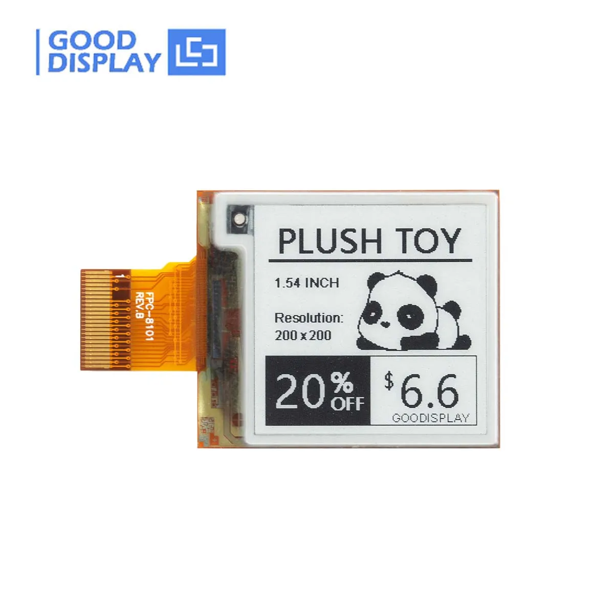 1,54 Zoll flexibles E-Ink-Bildschirmmodul 200 x 200 SPI-Schnittstelle Schwarz-Weiß-Display GDEM0154I61 mit 0,42 s teilweise Aktualisierung Image