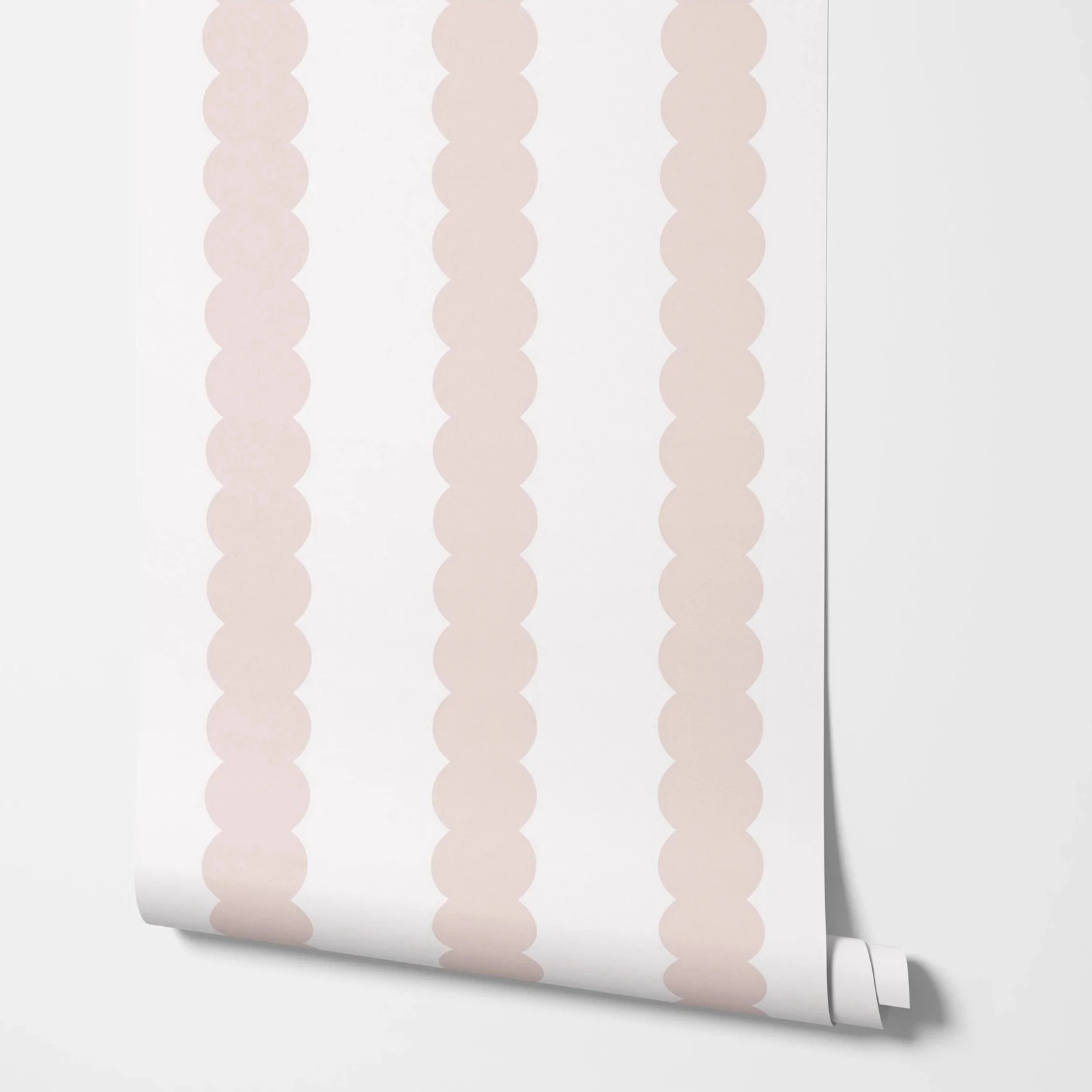 Rosa Blasenstreifen-Tapete zum Abziehen und Aufkleben, abstraktes, staubiges Rosa und weißes modernes Wandgemälde für Kinderzimmer, selbstklebend/Tradition