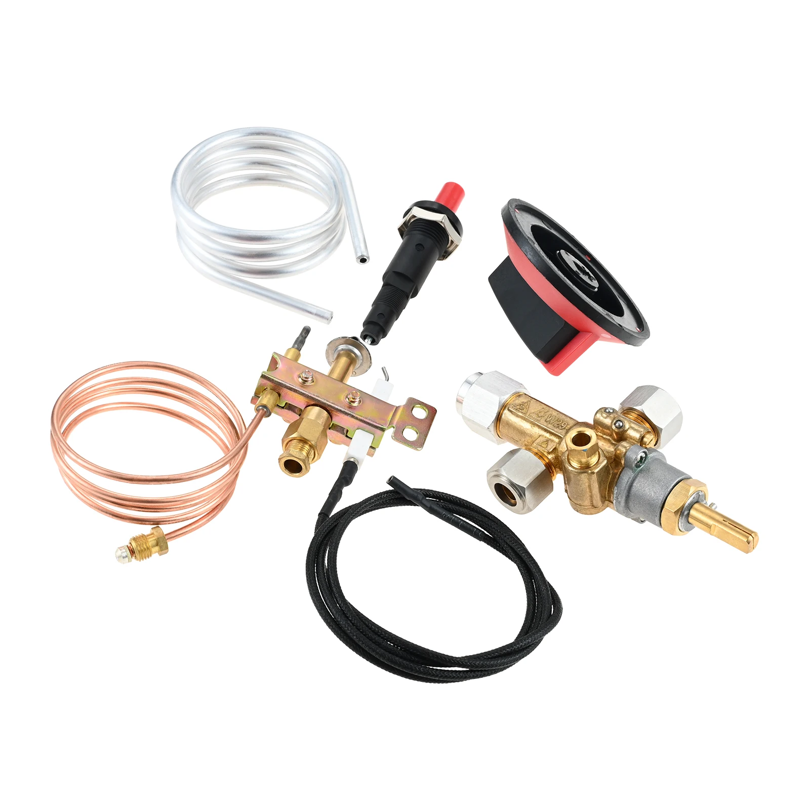 Brenner, Thermoelement, Piezo-Zünder, DIY-Kit, Montage für Pizzaofen, Kamin, Ofen, 65 mbar, LP-Gassicherheitsventil mit Pilot