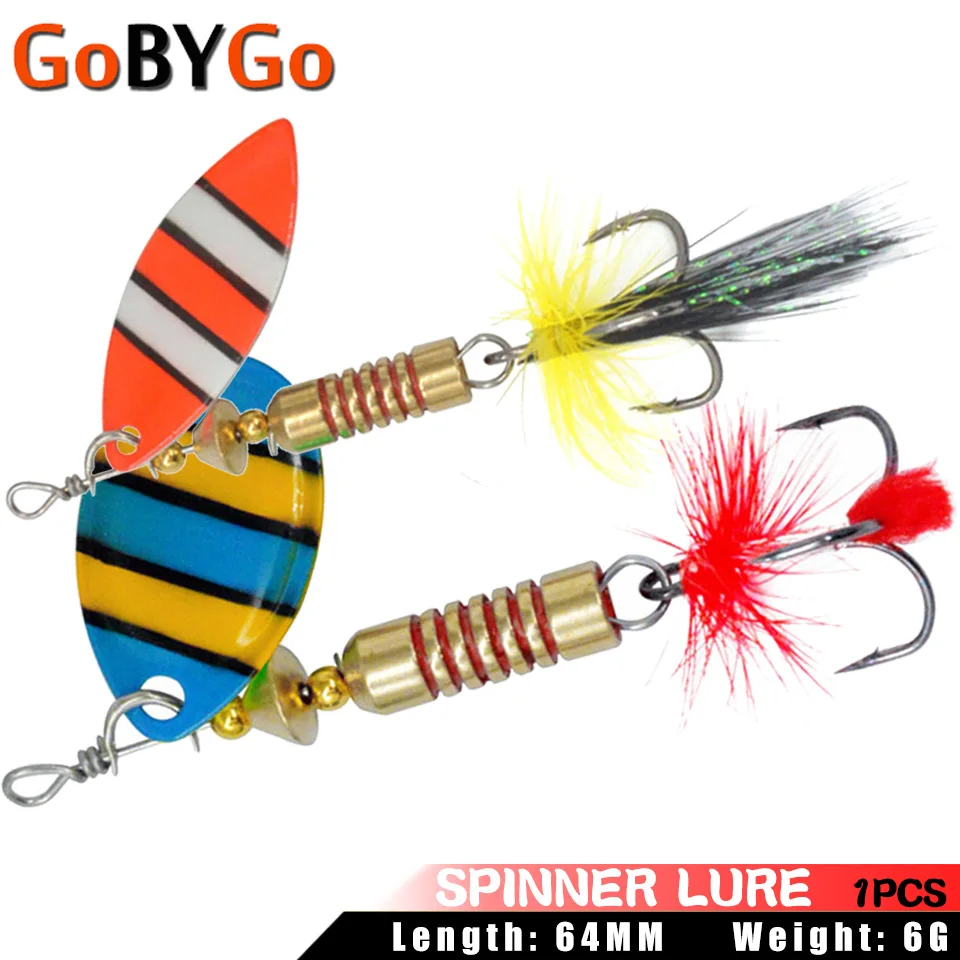 1PCS 64MM/6G Spinner Löffel Fischerei Locken Wobbler Harten Köder Feder Höhen Haken Crankbait Hecht Barsch swimbait Angeln Tackle Image
