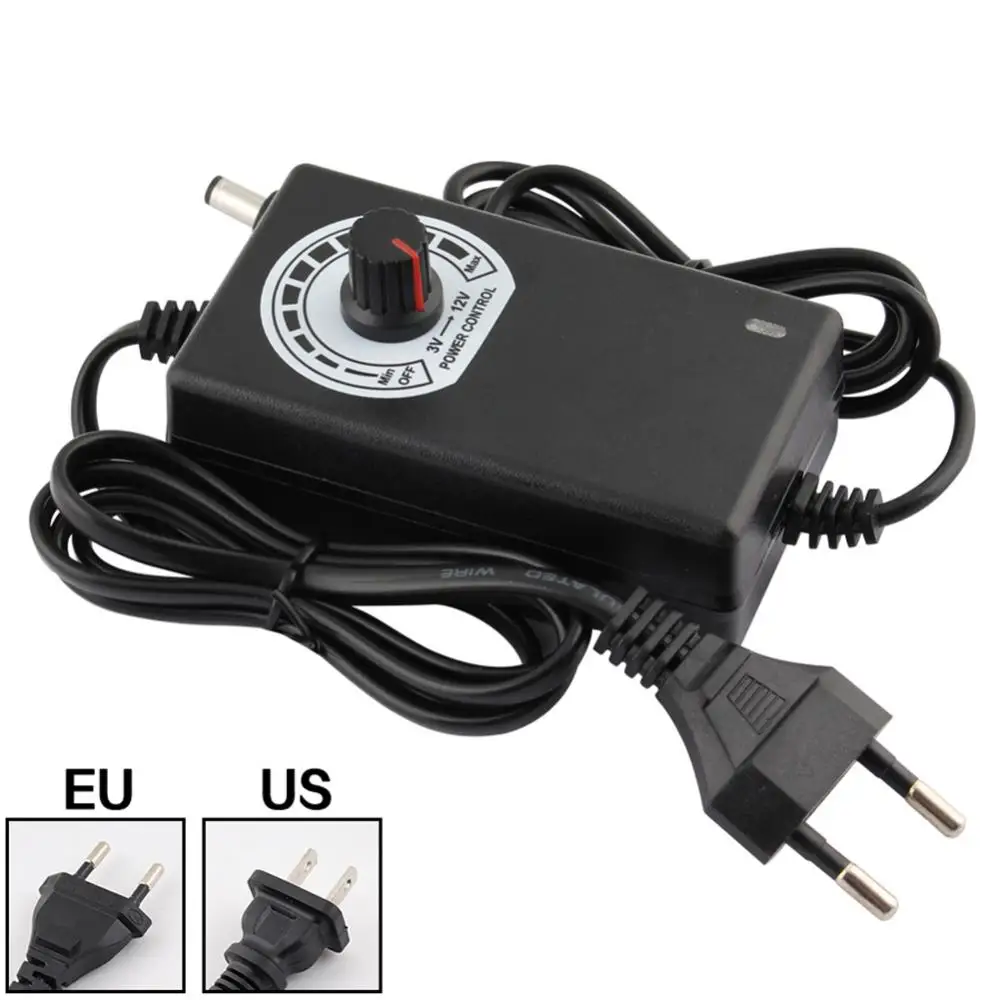 3V-12V 2A 24W Einstellbare Netzteil Adapter Motor Spannung Regler US/EU Stecker Für LED Streifen Wireless Router DSL Modem Image