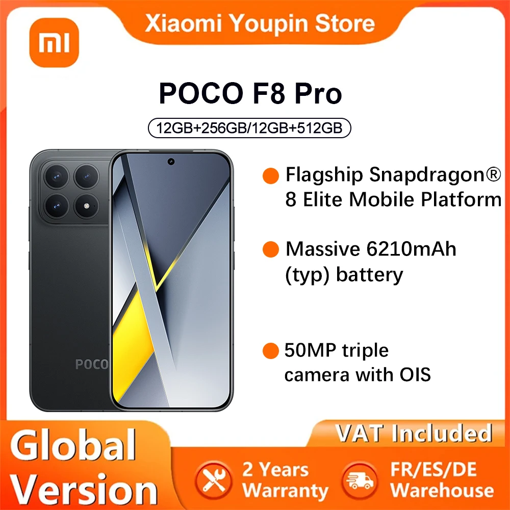 Globale Version POCO F8 Pro 5G Smartphone 5G 6,59 Zoll Snapdragon ® 8 Elite Mobile Platform 100W 6210mAh 50MP Kamera NFC IP68 XIaomi Image