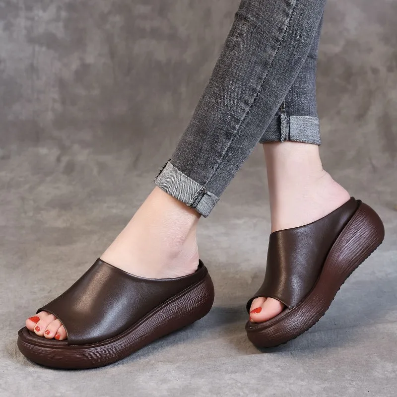 Damen-Hausschuhe aus Leder, PU-Sohle, Sandalen für Damen, sexy High-Heel-Pantoletten, Clogs, schwarze Peep-Toe-Plateau-Pantoletten, Keilsandalen, Schuhe