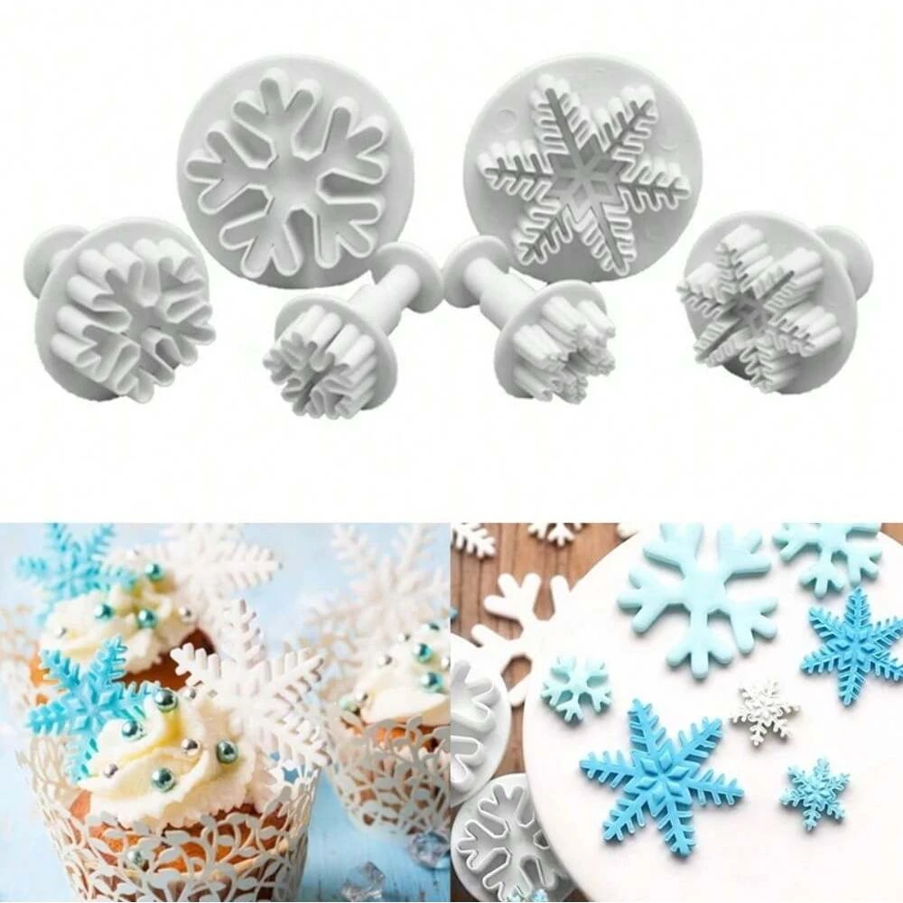 3 Teile/satz Cookie Plunger Schneider Schneeflocke Getriebe Muster für Weihnachten Kekse Fondant Sugarcraft Decor Kuchen Backformen Image