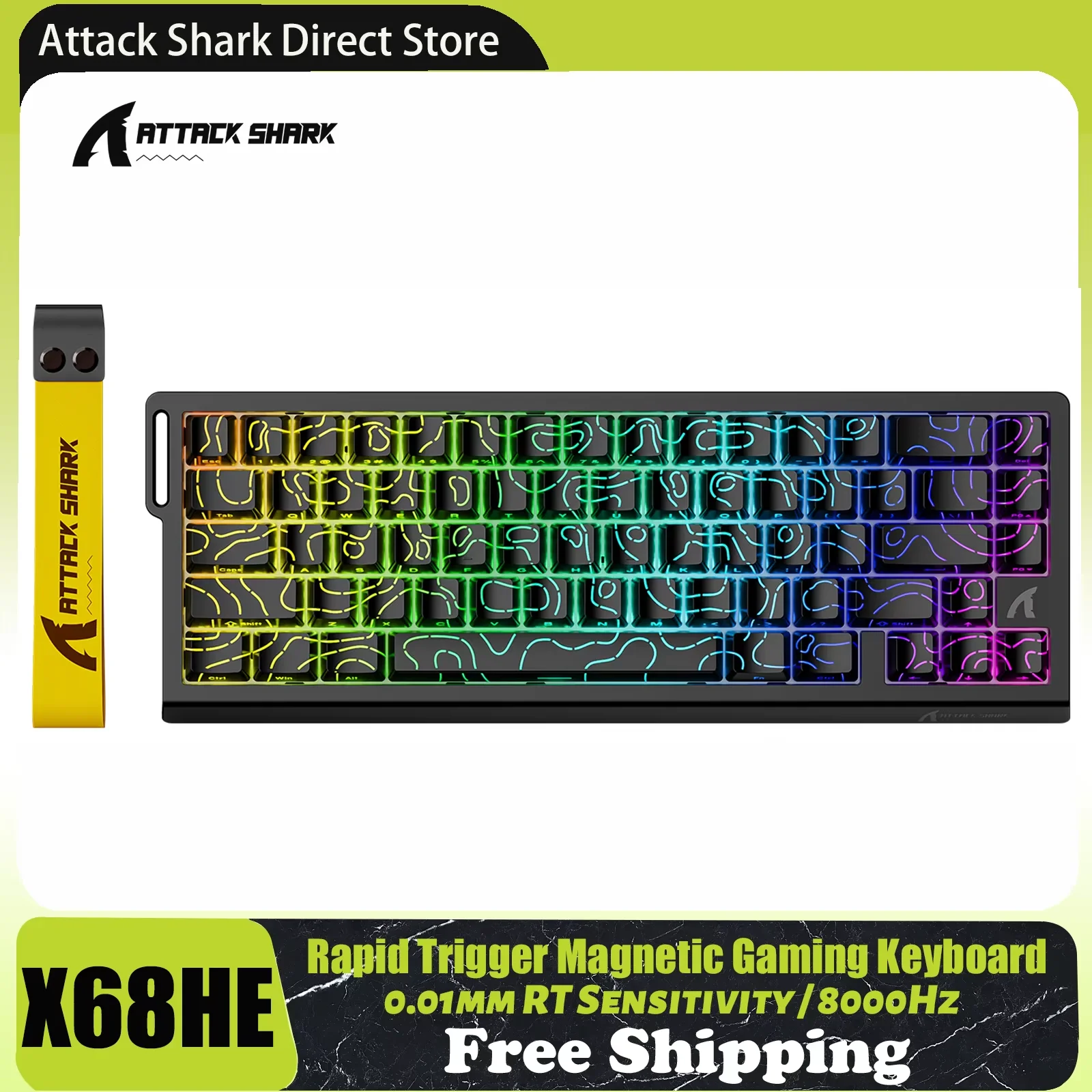 ATTACK SHARK X68 HE Rapid Trigger 8KHz Magnetische Tastatur, 0,01 mm RT-Genauigkeit, 60 % Layout, RGB, Unterstützung RT/Snap Tap/DKS/MT/TGL Image