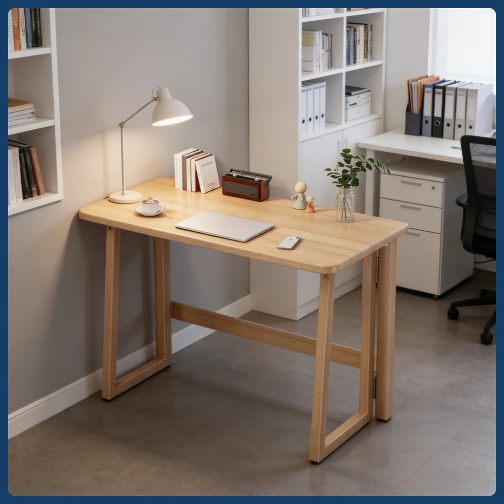 Klappschreibtisch aus massivem Holz – moderner Computertisch für kleine Räume, tragbarer Gaming- und Arbeitstisch für Schlafzimmer, Bürotisch, Pinter