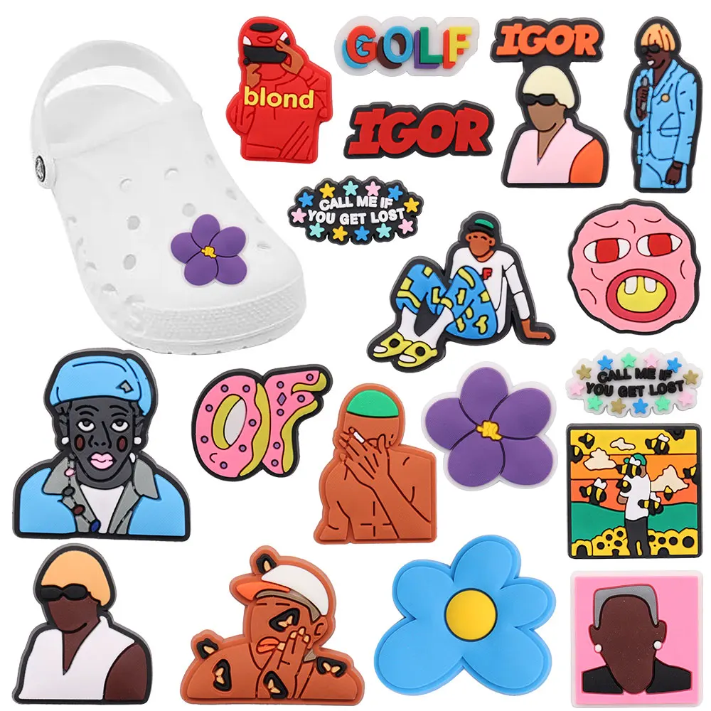 Neue Ankunft 1-18 stücke Schuh Charms Mode Rock Hip Hop Sänger Zubehör PVC Schuhe Dekoration Für Armbänder Kinder weihnachten Geschenk