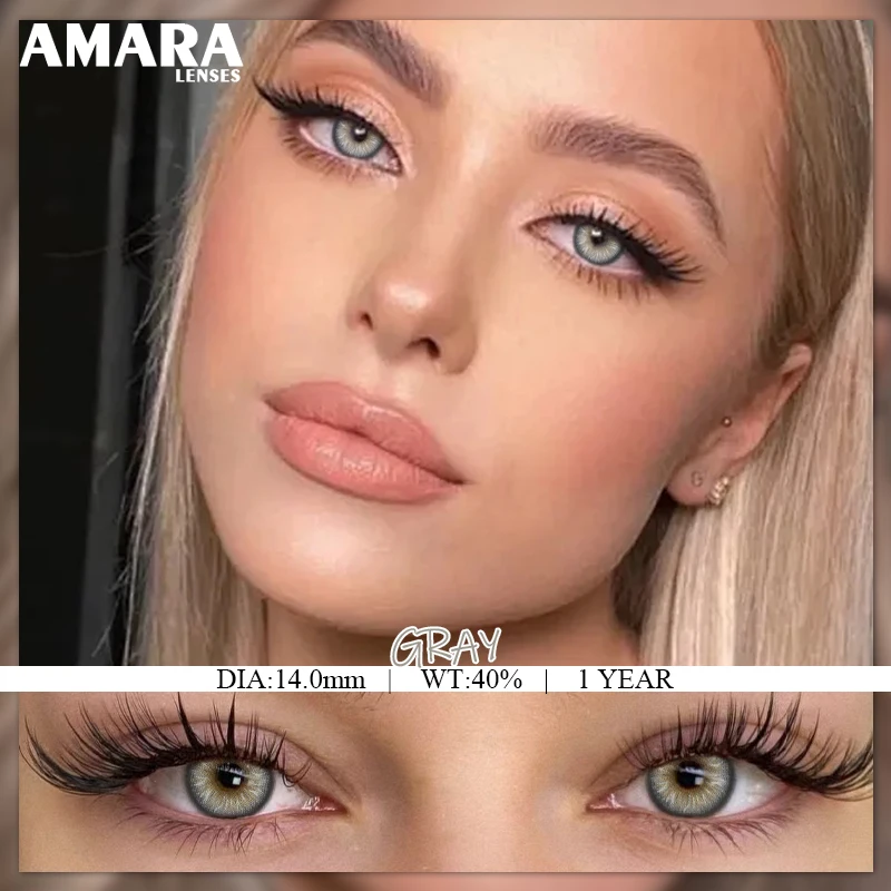 AMARA 1 paar Farbe Kontaktlinsen Für Augen Natürliche Auge Grau Farbe Objektiv Kosmetische Weiche Augenlinsen Schönheit Schüler Blaue Linse jährliche Image