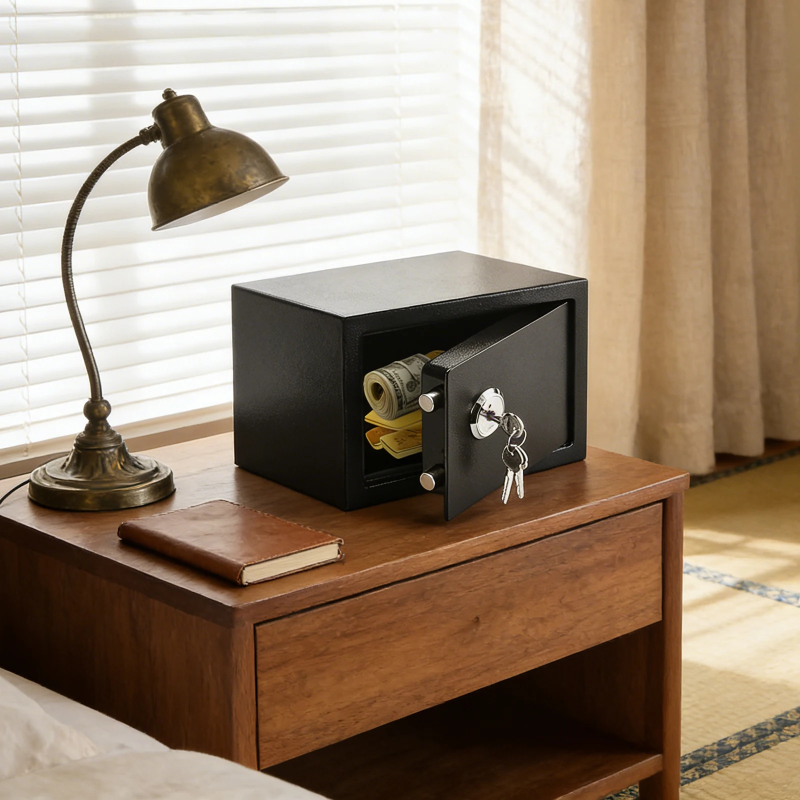 4,6L Tresor Safe, Wandtresor mit 3 Schlüsseln, feuerfest und wasserdicht, 23 * 17 * 17cm Einbruchsicherer Safe für Geld, Schmuck & Dokumente