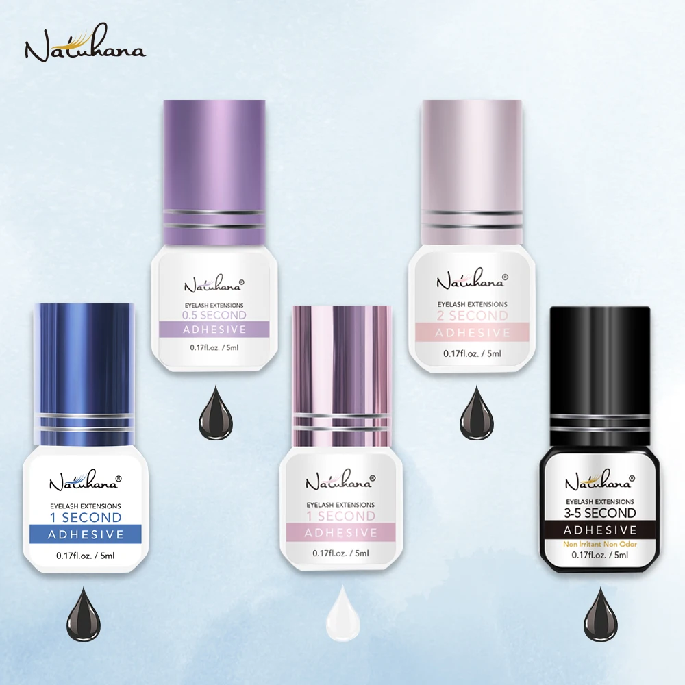 NATUHANA 5 ml, 1 Sekunde, schnell trocknend, starker Kleber für falsche Wimpernverlängerung, 5–7 Wochen geruchsarmer Nerz-Wimpernkleber Image