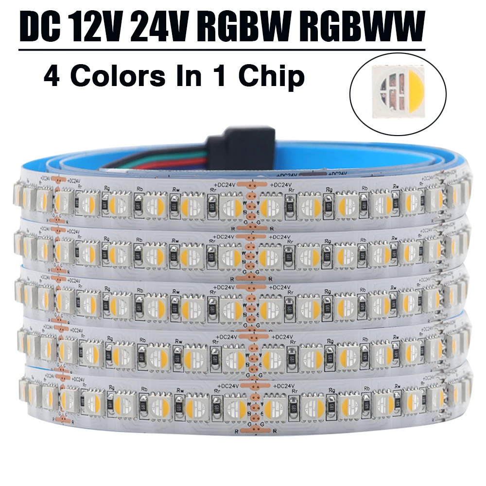 RGBW RGBWW LED-Streifen DC 12 V 24 V 4 Farben in 1 Chip SMD 5050 60 108 120 LEDs/M flexibles Bandband-Lichtschlauch