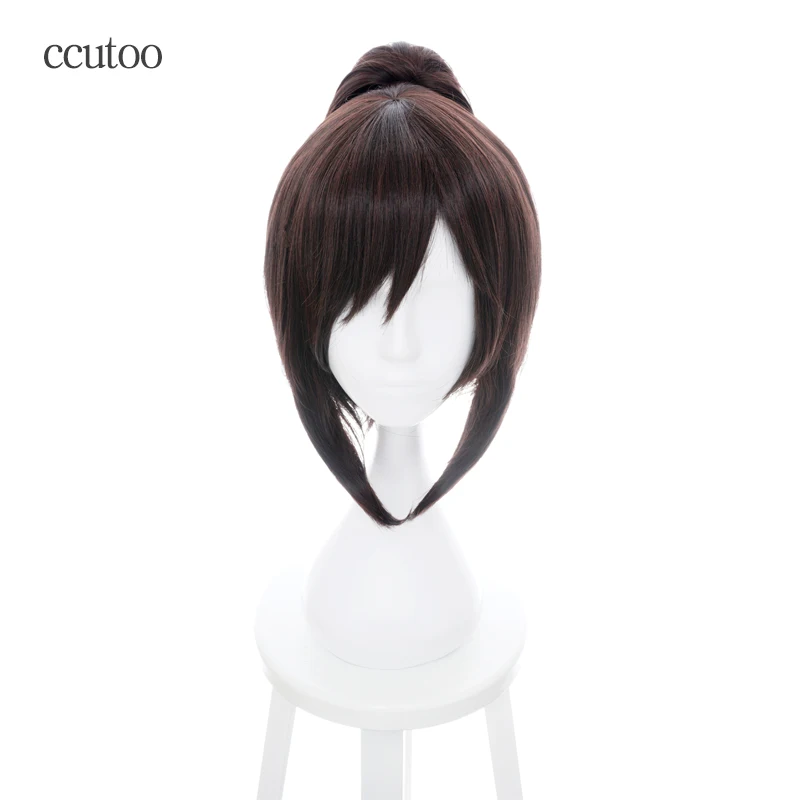 Ccutoo 35cm braun hans hanji zoe synthetisches haar cosplay kostüm perücke perucas hitze beständige faser Image