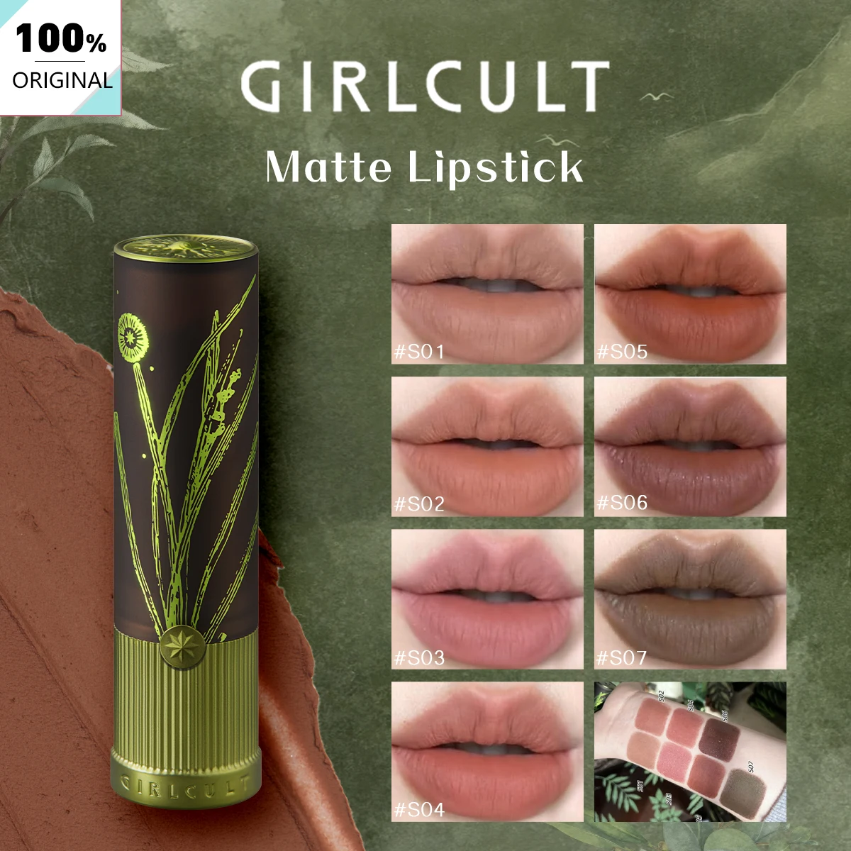 Matter Lippenstift von Girlcult, seidiges, cremiges Gefühl, leicht, nicht trocknend, Soft-Focus-Finish, langlebiges Tragen, edgy Daily, volles Make-up Image