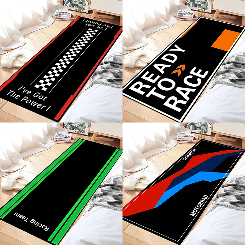 Motorrad Teppich Garage Matte Racing Cool Moto Display Motorrad Display Matte Anti-rutsch Wohnkultur Lange Streifen Bequeme Teppich Image