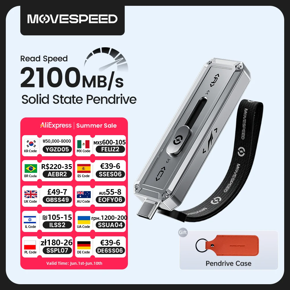 MOVESPEED SP20 2100 MB/s USB-Flash-Laufwerk 2 TB 1 TB USB3.2 Gen 2 Typ C Solid State Pen Drive 512 G 256 GB Pendive für iPhone 15/16 PC Image
