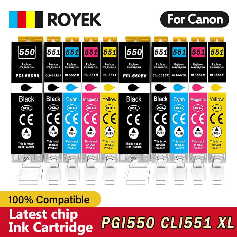 Kompatibel für Canon CLI 551 PGI 550 Tintenpatronen für Pixma iP7250 iX 6850 MG5550 MG5650 MG6450 MG6650 MX725 MX925 Image