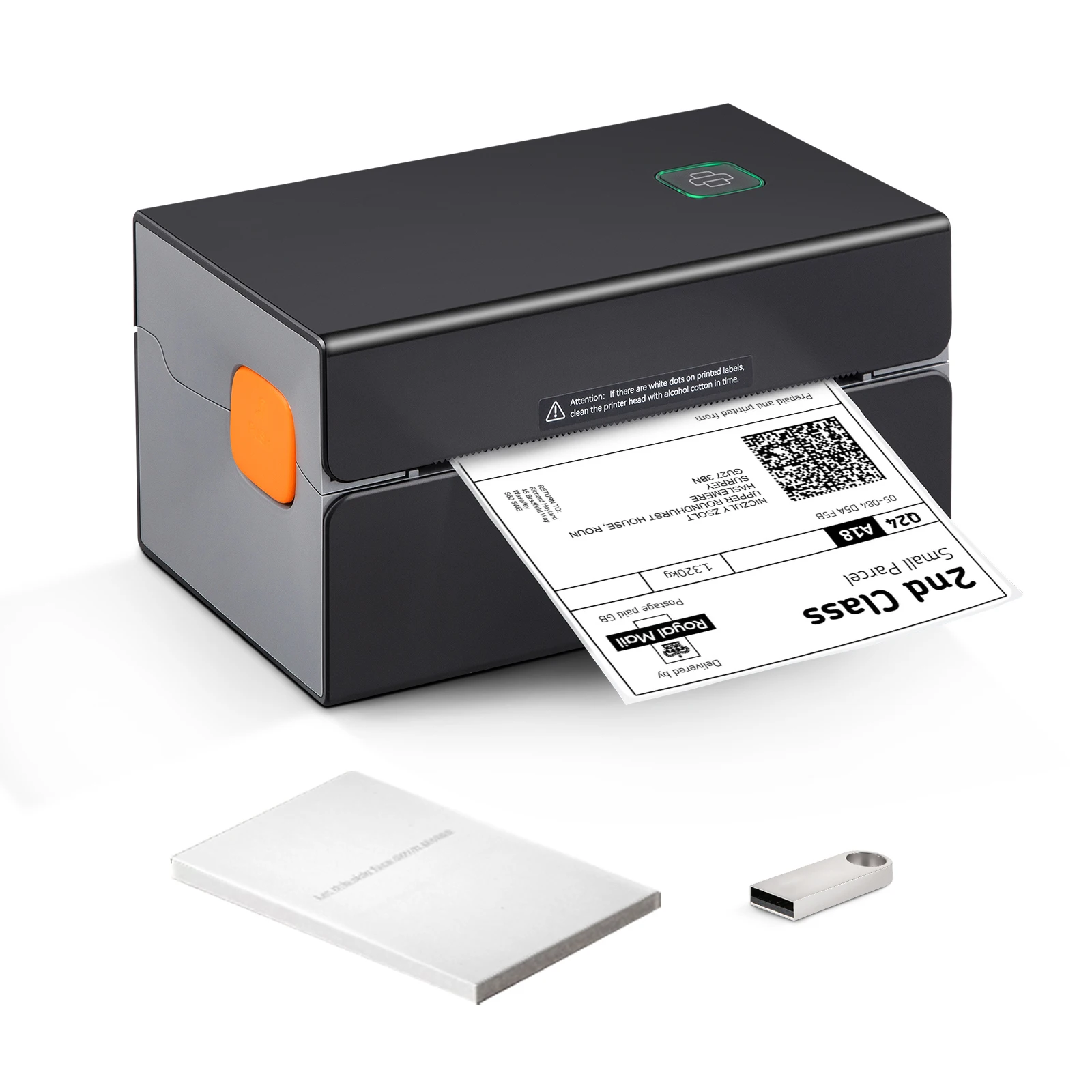 SucceBuy Thermo-Etikettendrucker, 300 DPI, Bluetooth und automatische Etikettenerkennung für 4 x 6 Versandpakete, USB-Barcode-Aufkleber Image