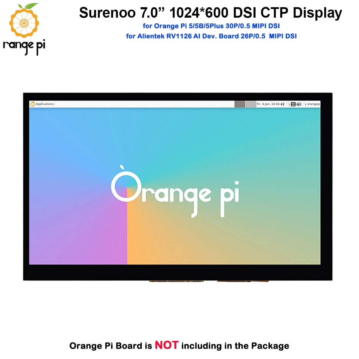 7,0 Zoll 1024*600 IPS TFT MIPI DSI Multi-Touch Kapazitives Touchpanel LCD-Modul Display Monitor Bildschirm für Orange Pi 5/5B/5P Image