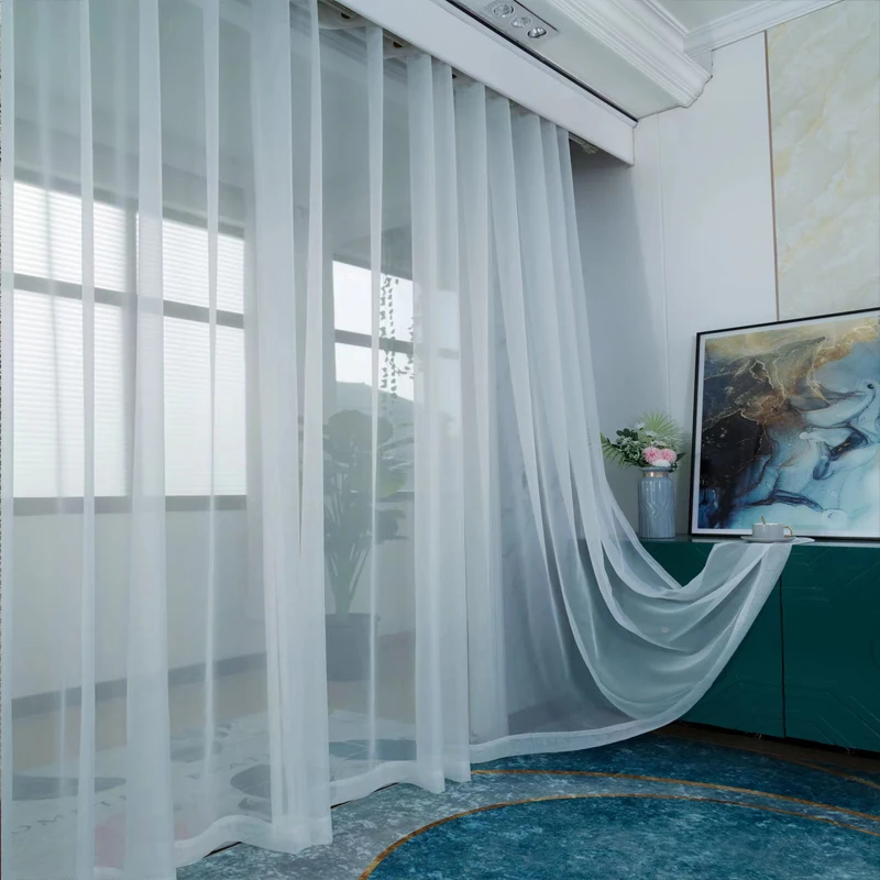 Asazal Weiß Tüll Sheer Bay Fenster Gaze Vorhänge Für Wohnzimmer Balkon Custom Größe Moderne Voile Vorhänge Schlafzimmer Dekoration Image