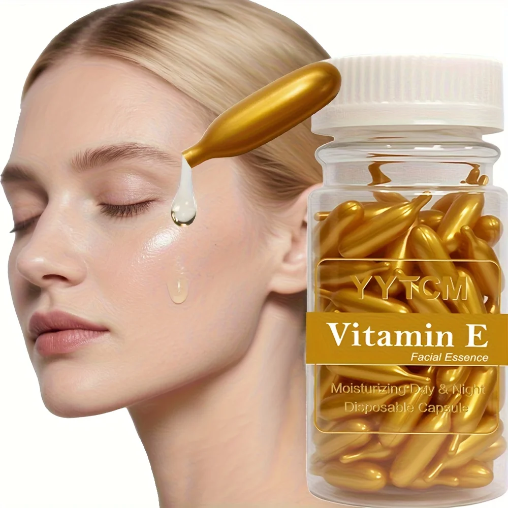 Vitamin E Serum Kapseln, Einweg-Essenz-Kapseln, Hydratisierende und Feuchtigkeitsspendende Gesichtspflege 90 Kapseln/Flasche - 1 Flasche Image