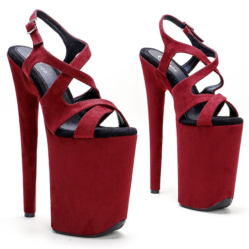 Leecabe 23CM/9 Zoll Wildleder Obermaterial sexy exotische High Heel Plateau Party Sandalen Stripper Ferse Pole Dance Schuhe