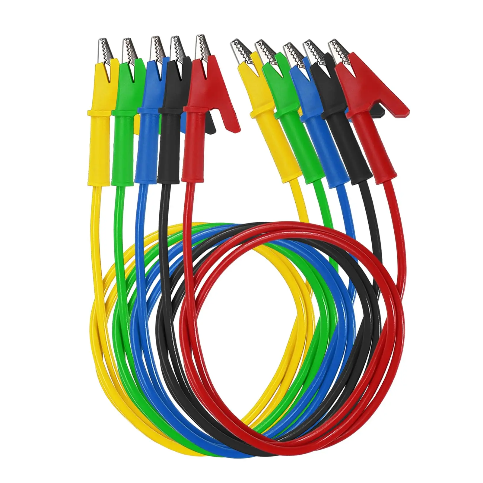 5PCS Krokodilklemmen Messleitungen Dual Ended Krokodildraht Kabel mit Isolatoren Clips Test Flexible Kupferkabel Image