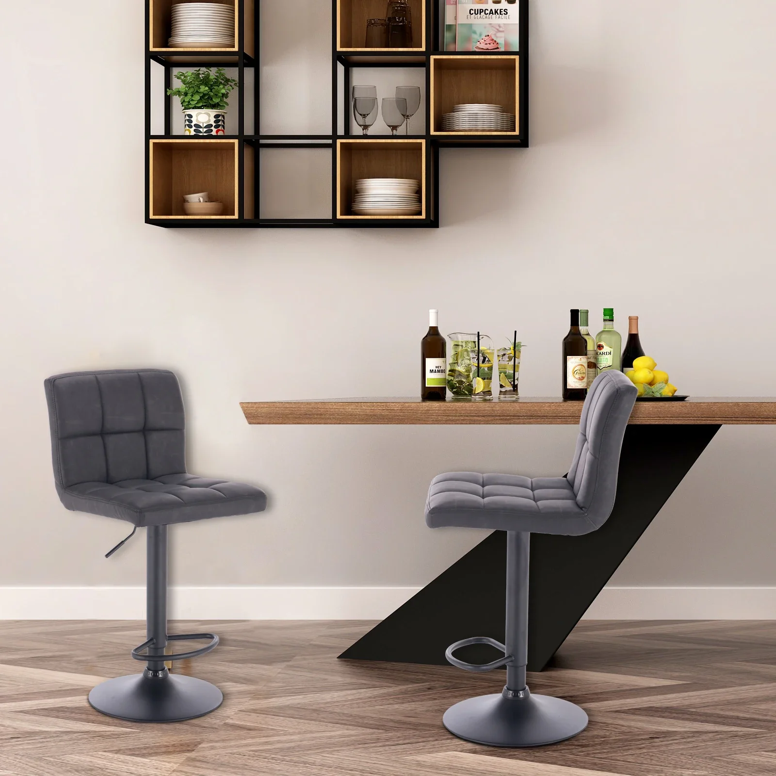 WOLTU 1PC Barhocker mit Rückenlehne Höhenverstellbarer drehbarer Barstuhl für Café, Küche, Restaurant, Zuhause, Thekenlift, hoher Hocker