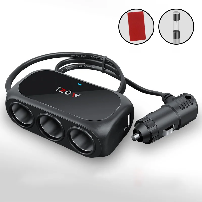 3-in-1-Dual-USB-Buchse, Auto-Zigarettenanzünder-Adapter, 12 V, 24 V, Splitter, LED-Schnellladegerät, Stecker-Adapter für iPhone GPs, Dashcam Image