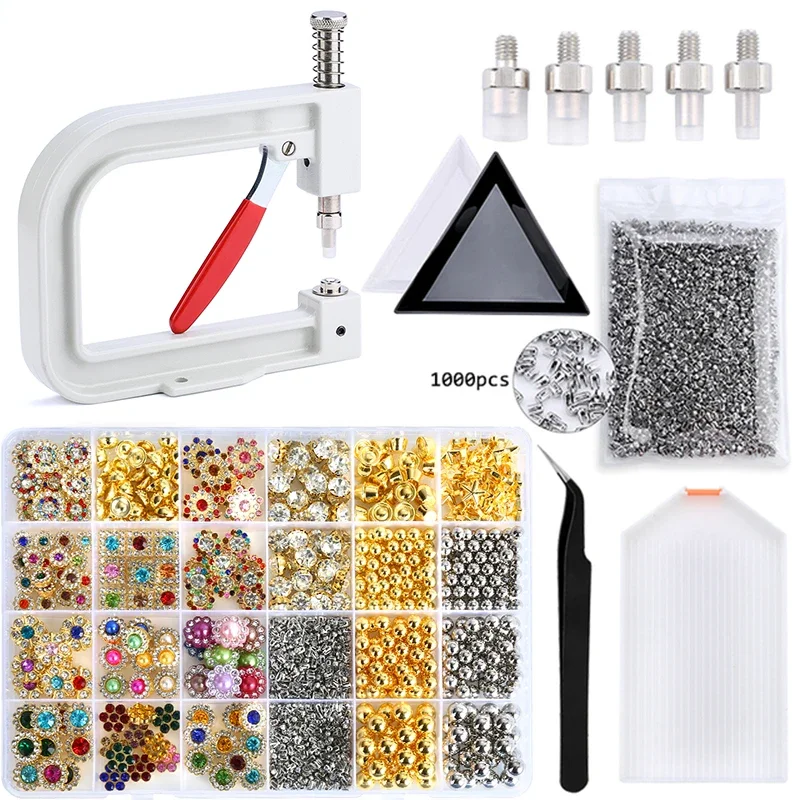 Perlen-Fassungsmaschine, Perlennietenknöpfe, handgefertigte Werkzeuge für Hüte/Schuhe/Kleidung/Taschen/Rock-Fassung, schwarze Maschine, DIY-Zubehör