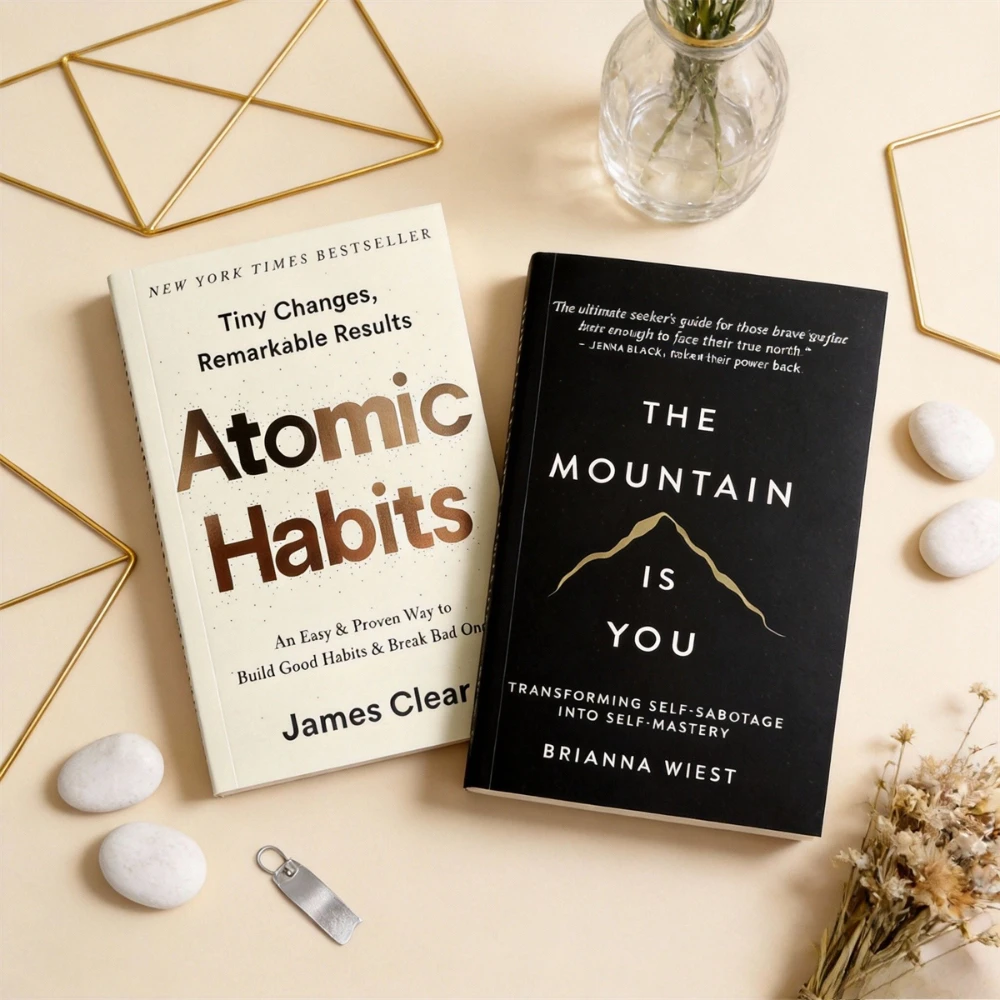 Atomic Habits & The Mountain Is You: Selbstverbesserungs-Leitfäden zum Aufbau Positiver Gewohnheiten & zur Selbstmeistern Image