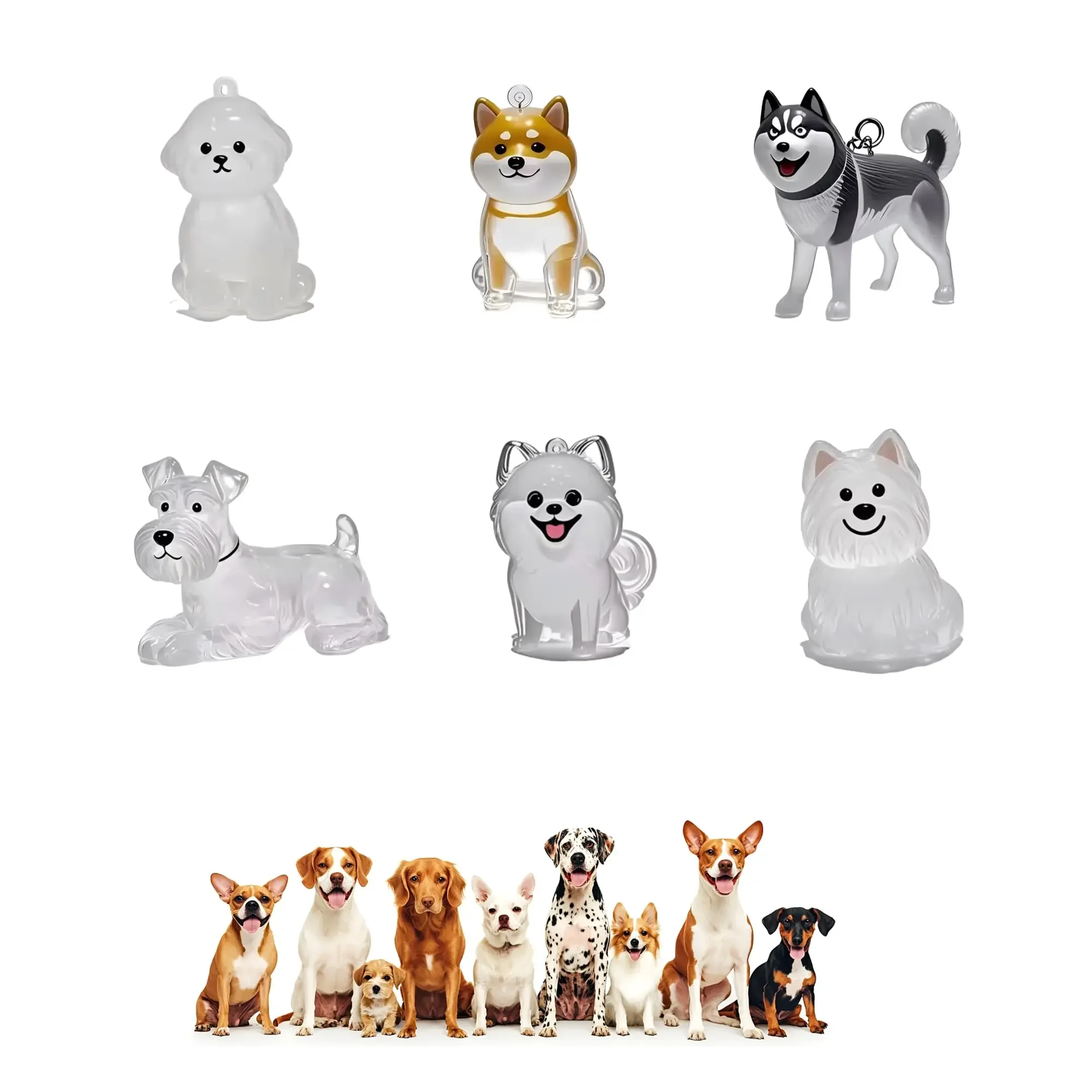 Kreativer Schlüsselanhänger zur Aufbewahrung von Hundehaaren Transparenter Hunde-/Katzenförmiger Erinnerungsanhänger Handgefertigtes DIY-Haustier-Souvenir als Geschenk für Tierliebhaber Image