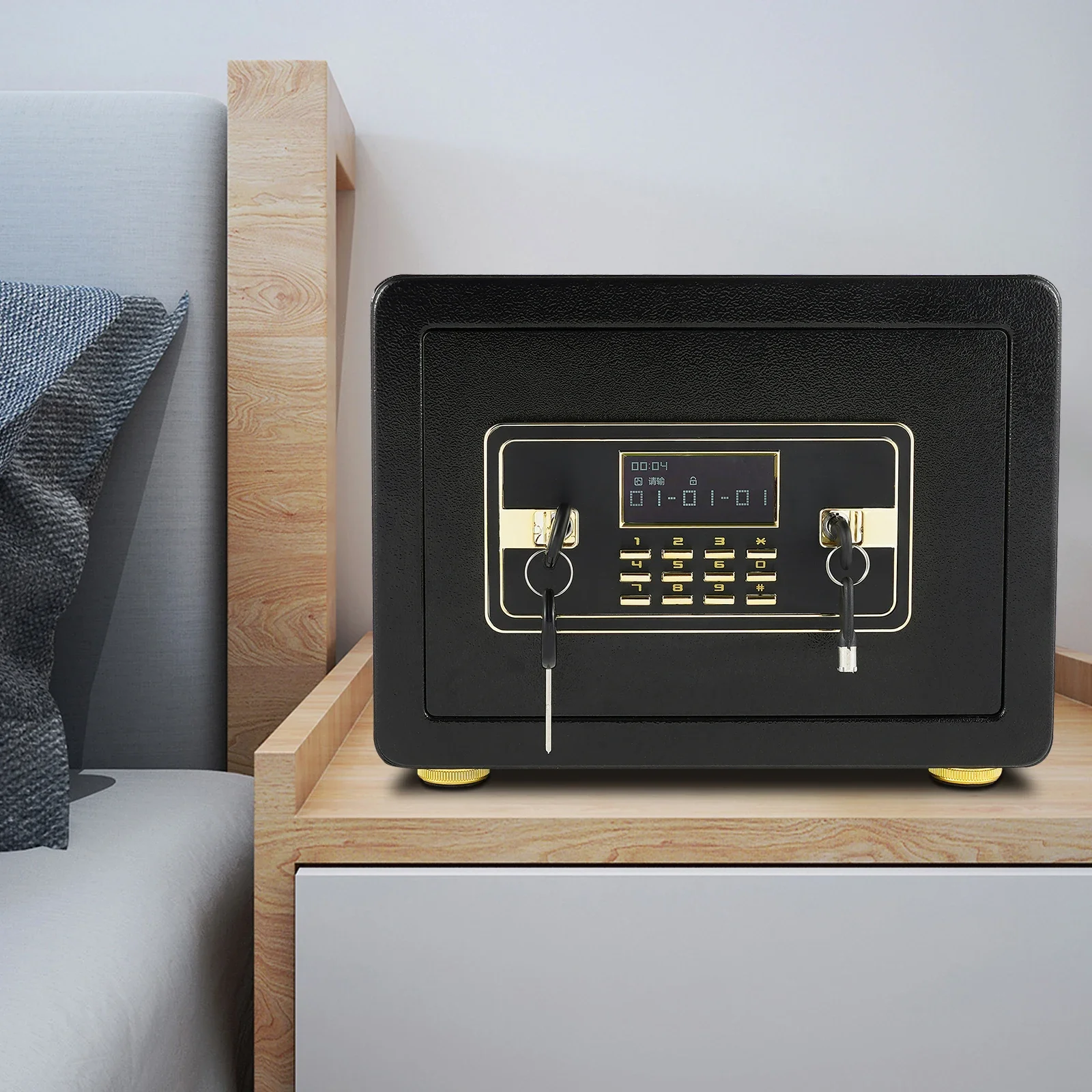 22L Elektrischer Möbeltresor Elektronischer Safe Tresor Zimmersafe Wandtresor Geldschrank mit LCD-Anzeige, Digitaler Heimtresor mit