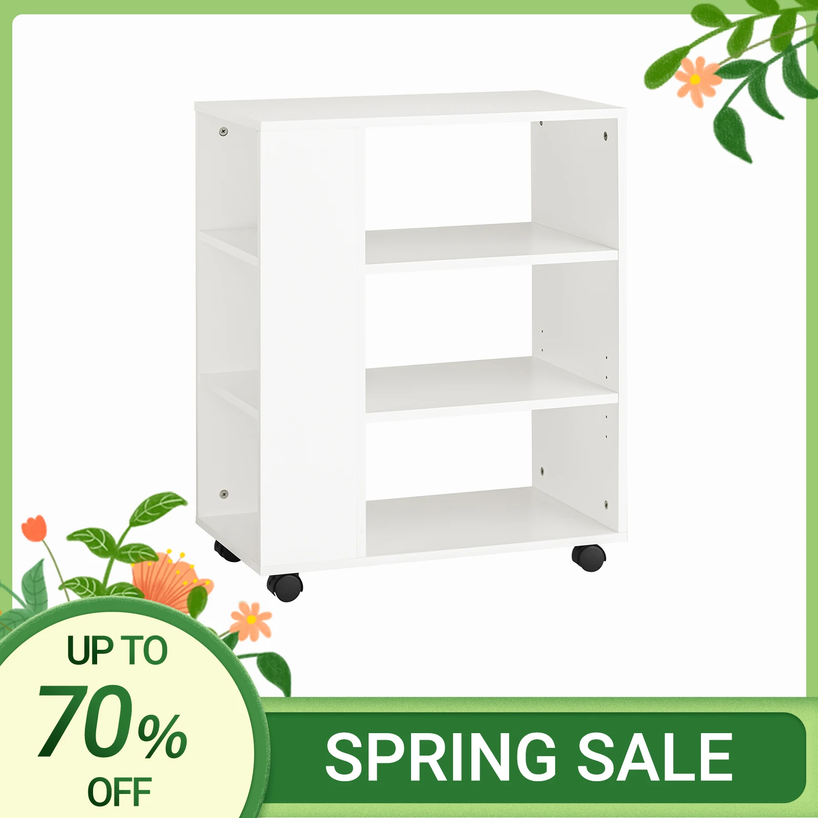 SoBuy FBT68-W Druckertisch mit 7 Ablagen Rollcontainer Bürowagen Beistellwagen Aktenwagen weiß BHT ca: 60x75x35cm
