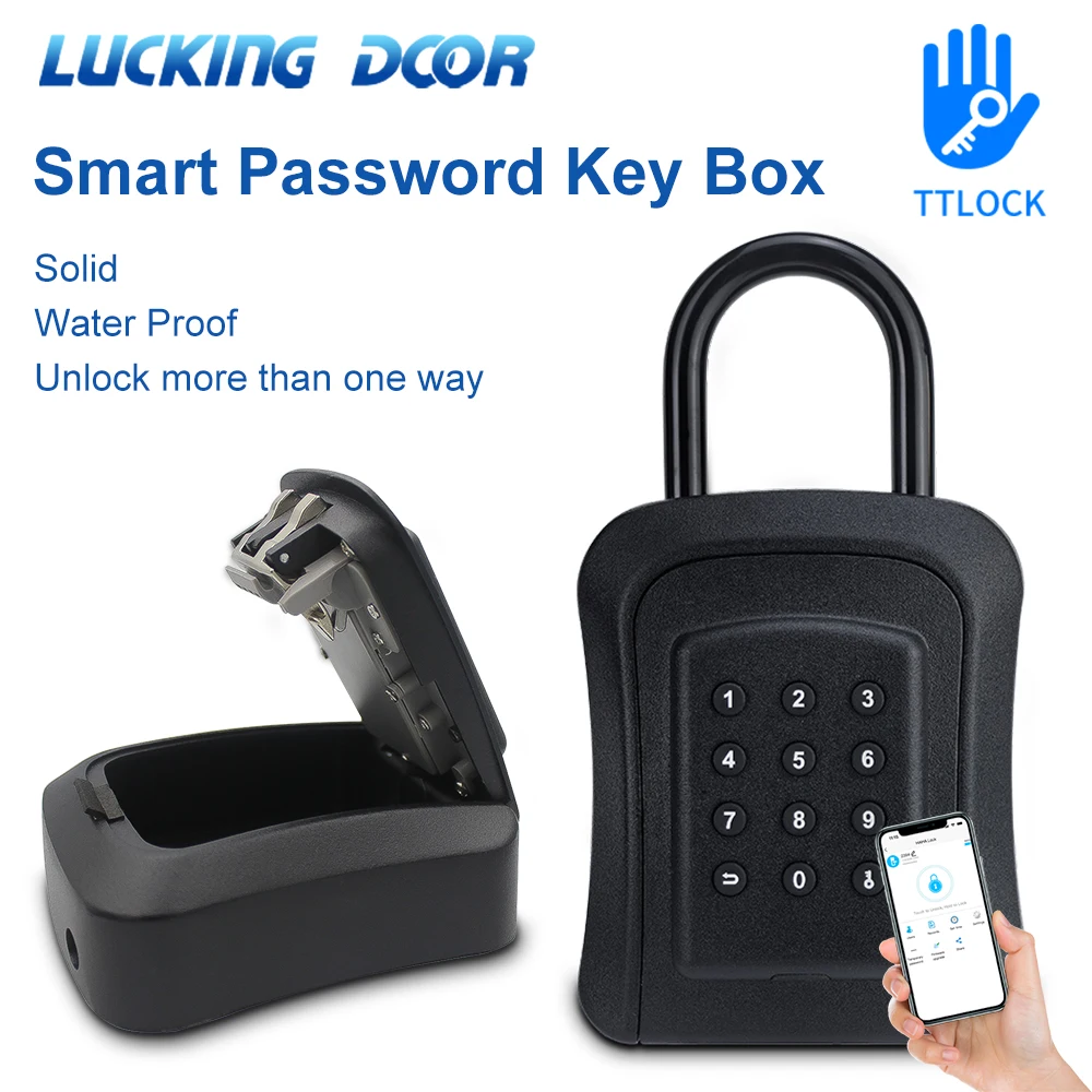 TTlock Elektronischer Schlüsselsafe, Schlüsselkasten, Ziffernpasswort, Code, Wandmontage, Sicherheits-Pad-Schloss für Zuhause, Büro, Schlüsselsafe, geheime Aufbewahrungsbox Image