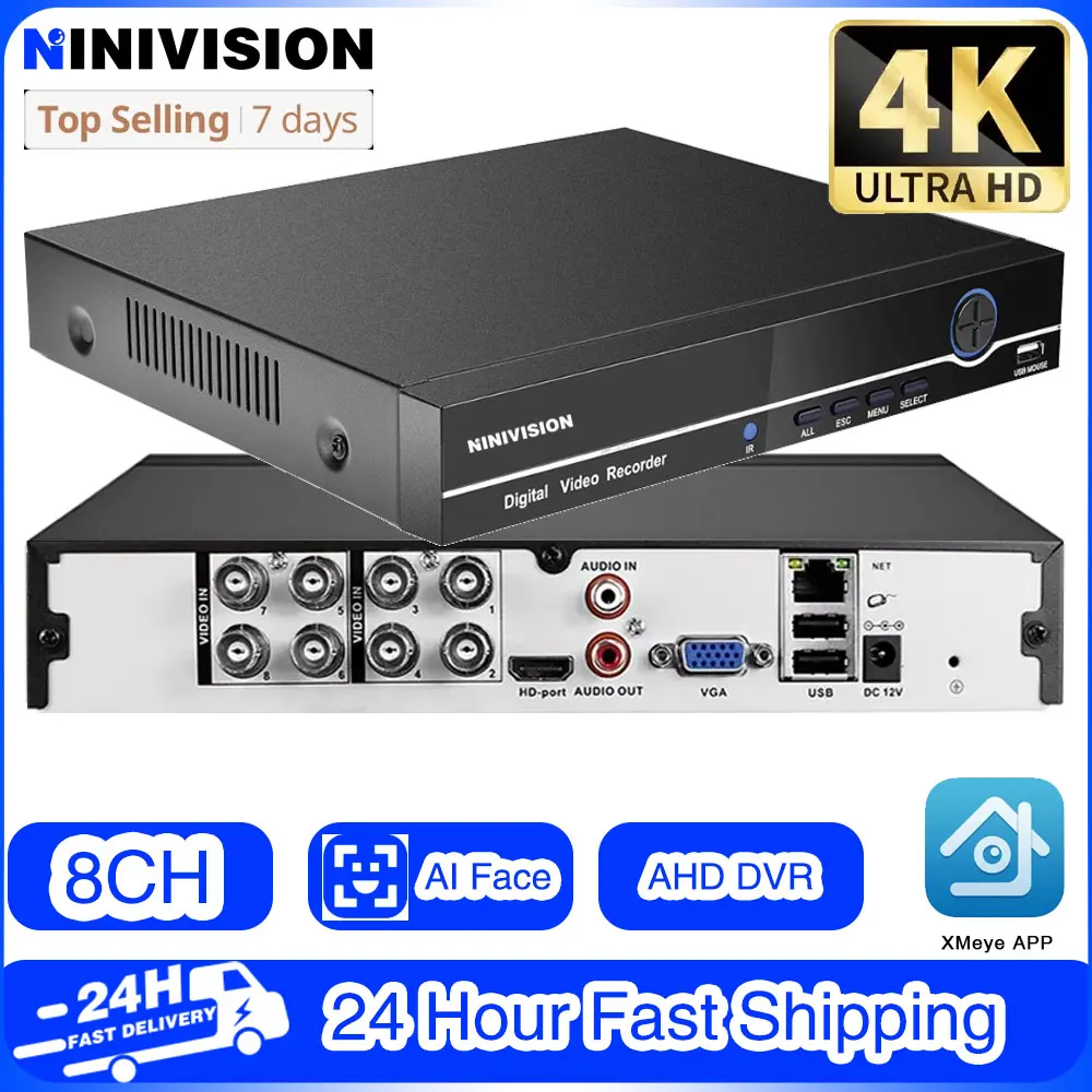 8 kanal cctv ahd dvr hd 8mp dvr AHD-N hybrid 4k dvr 6 in1 video recorder für ahd tvi cvi cvbs analoge kamera ip kamera 8ch Image