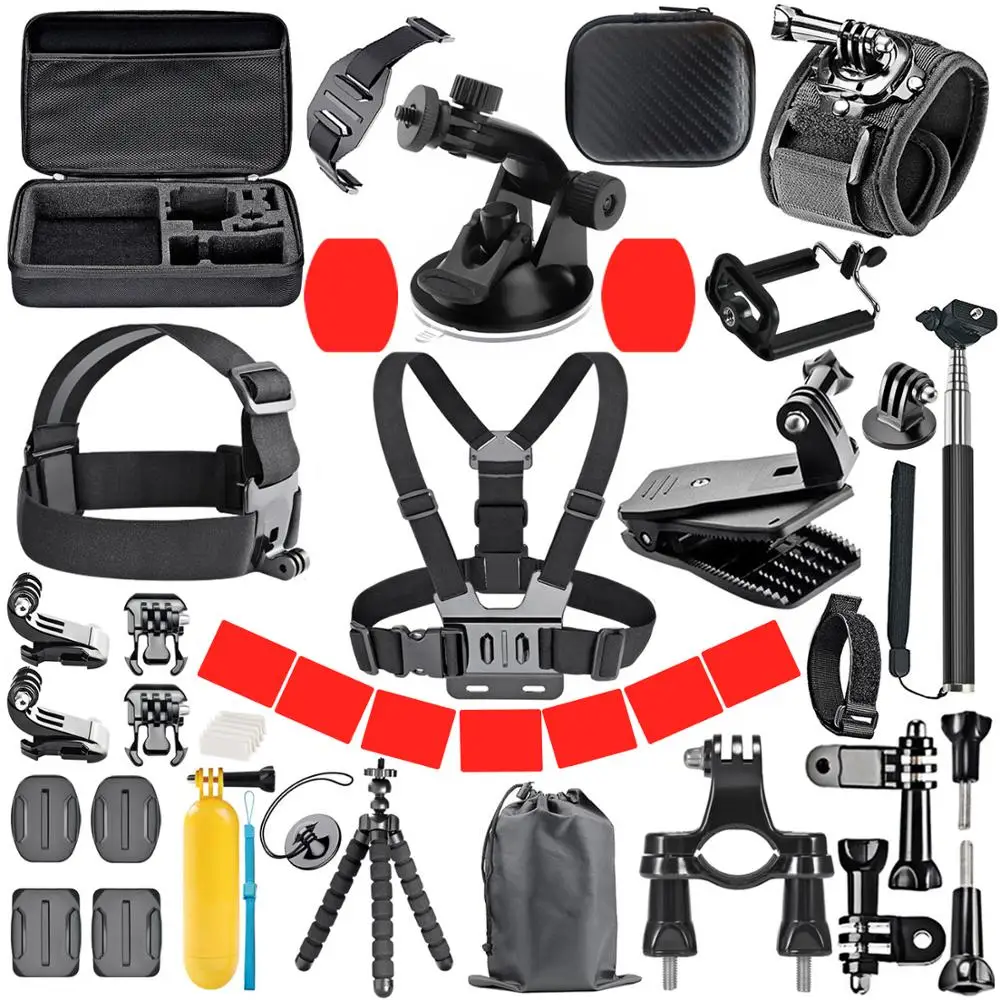 ORBMART für GoPro Zubehör-Set für Go Pro Hero 13 12 11 10 9 8 7 6 5 4 Schwarze Halterung für DJI Insta360 für Sjcam Action-Kamera Image