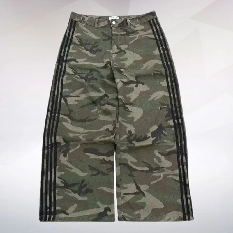 Herrenhosen, Camouflage-Jogginghose, Retro-Trend, klassische Damenhosen, übergroße, lockere Hosen mit weitem Bein, vielseitige Straßenjeans Image