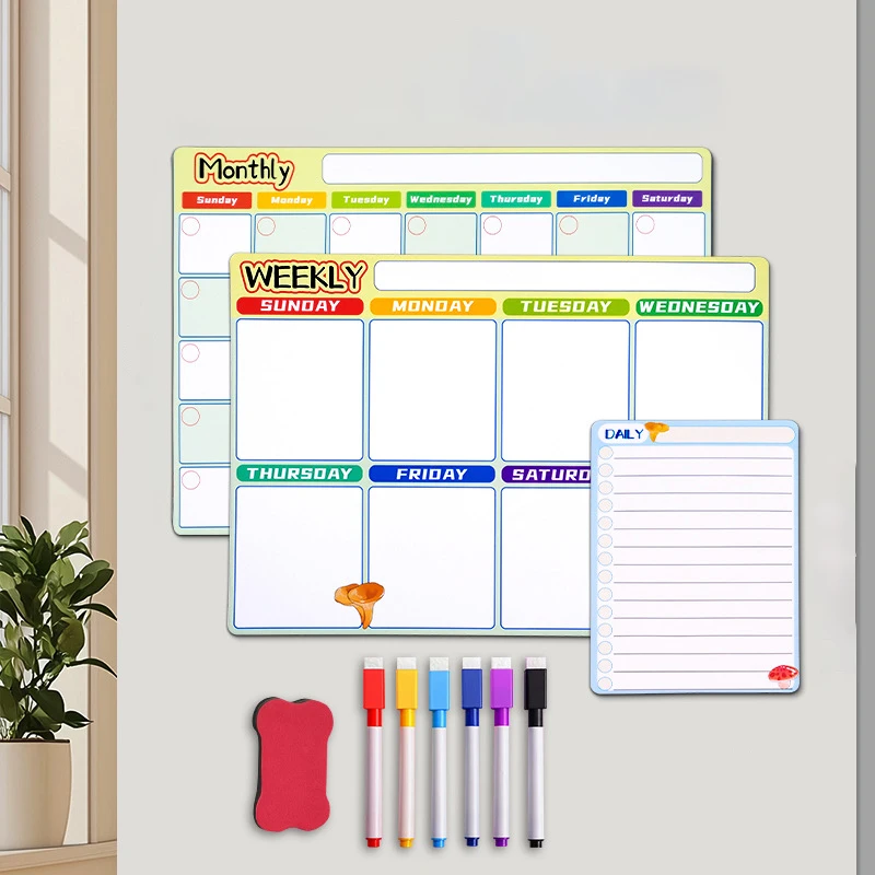 Magnetischer monatlicher Wochenplaner, Kalender, Tisch, trocken abwischbar, Whiteboard, Tafel, Kühlschrank, Aufkleber, Nachrichtentafel Image