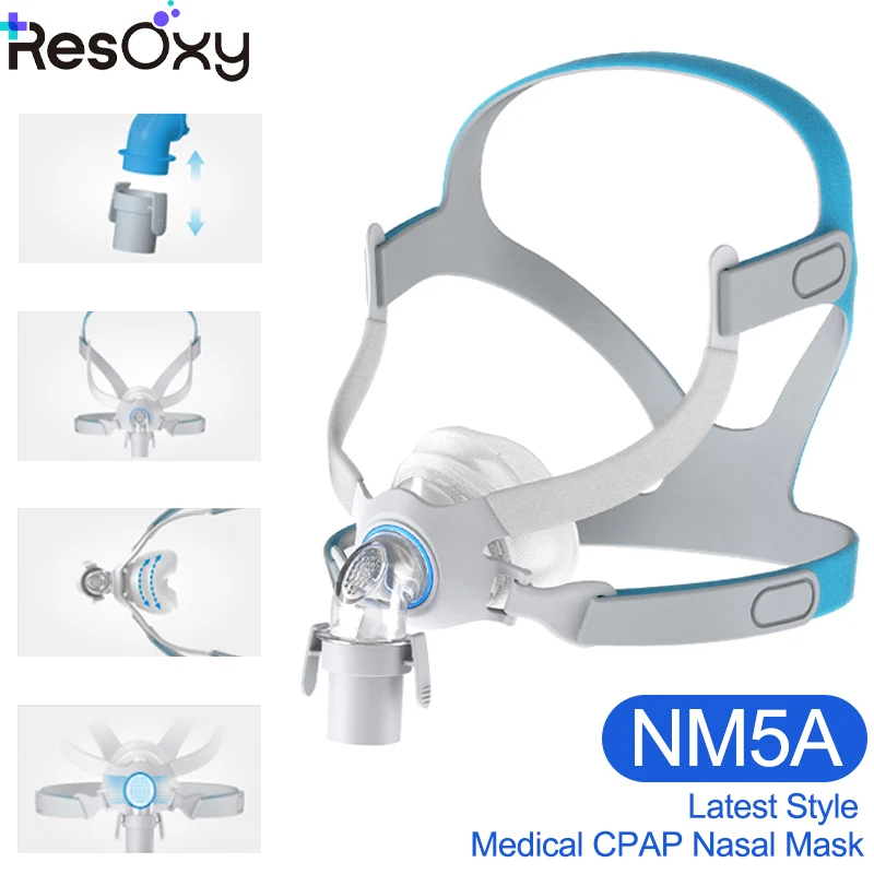 Resoxy CPAP medizinische Nasenmaske für Anti-Schnarch-Schlafapnoe, universelle CPAP-Atemschutzmaske mit Stirnband, Comfort Wide Field Vie Image