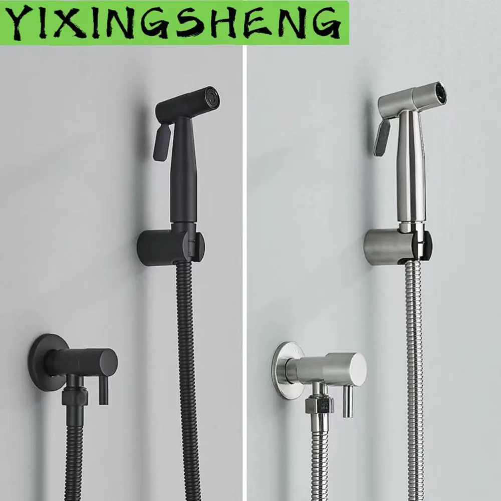 Schwarzer Einzel-Kaltwasser-Toiletten-Bidet-Sprüher, Wasserhahn, Badezimmer, Edelstahl 304, Nickel, Dusch-Bidet, Wandmontage, Damenreiniger