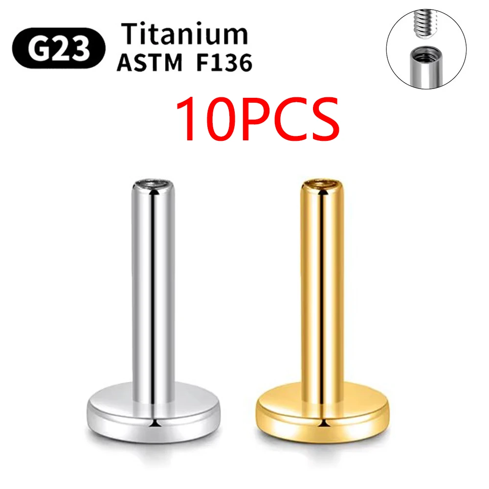 10 Stück G23 Titan Piercing Labret Ohrstecker Innengewinde Basis Großhandel Ohr Lippen Nasenpiercing Schmuck Zubehör ﻿ Image