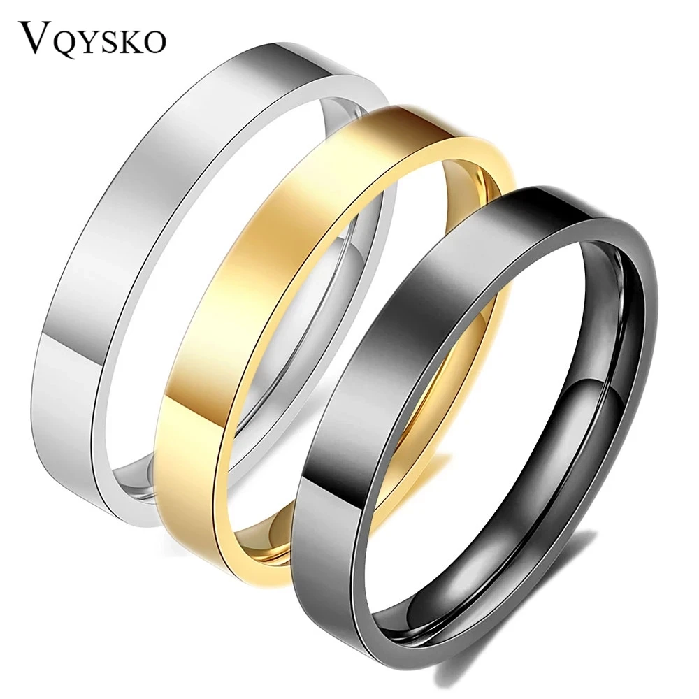 VQYSKO 3 mm goldfarbene gefüllte Ringe für Damen und Mädchen, stapelbares Band, Daumenzeiger, Finger, schlichter Ring, bequeme Passform Image