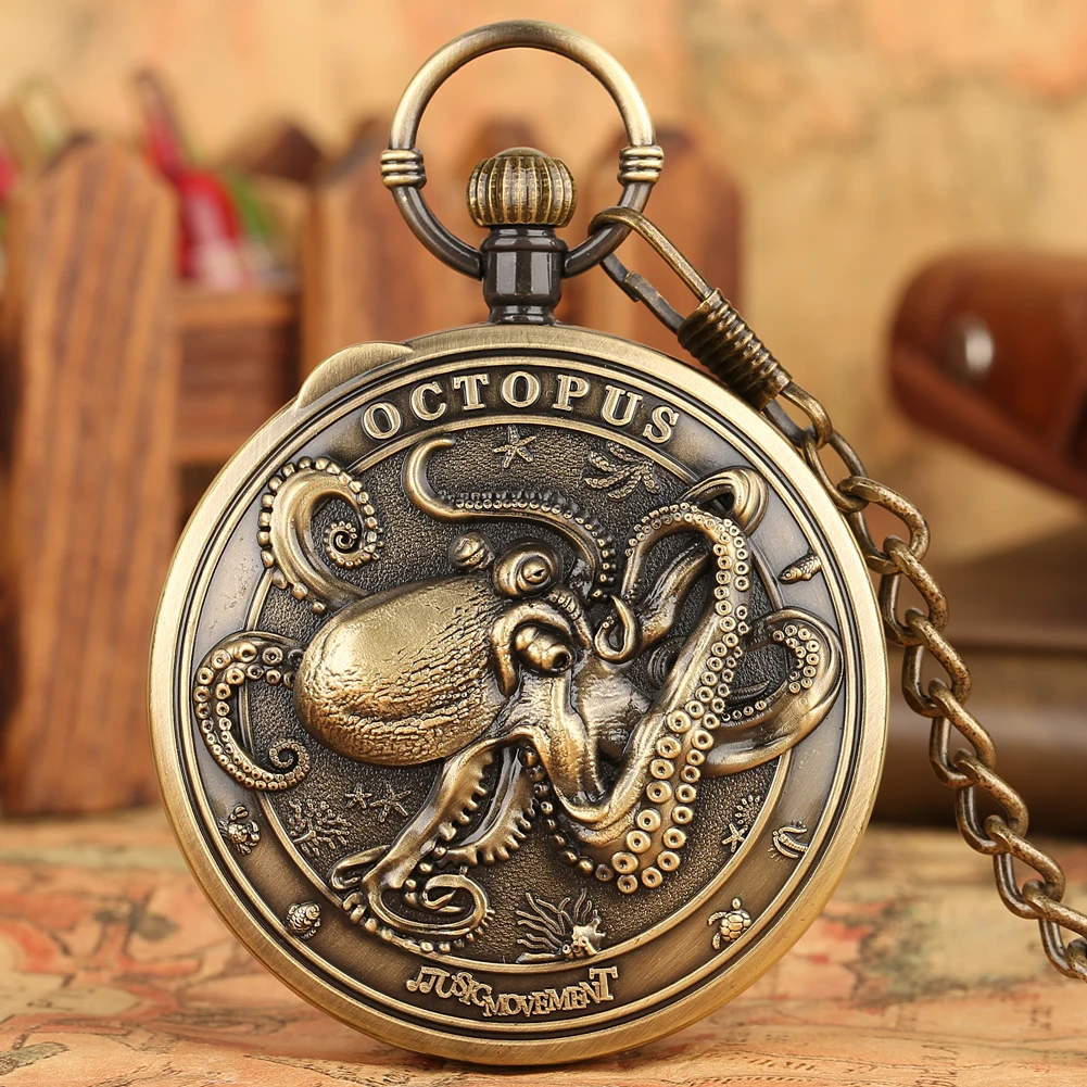 Ozean Oktopus Muster musikalische Taschenuhr Männer Frauen Stadt des Himmels Melodie Musik Quarz Bewegung einzigartige antike Stil Geschenk uhr