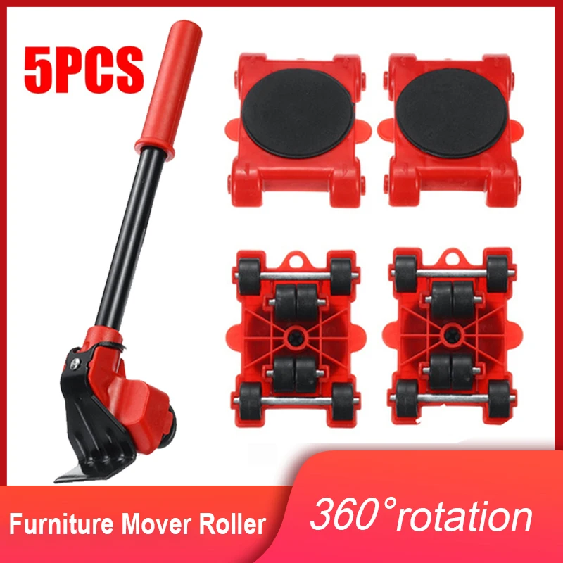 Möbel Moving Transport Roller Set Heavy Duty Heber Transport Werkzeug Pulley Möbel Mover Roller Rad Bar Entfernung Heben