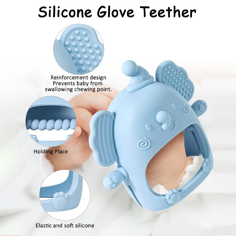 TYRY.HU 1 stücke Silikon Baby Spielzeug Schleifen Zähne Spielzeug Anti-drop Handschuh Cartoon Elefant Weiche Nesting Spielzeug Für Frühe pädagogische Geschenke
