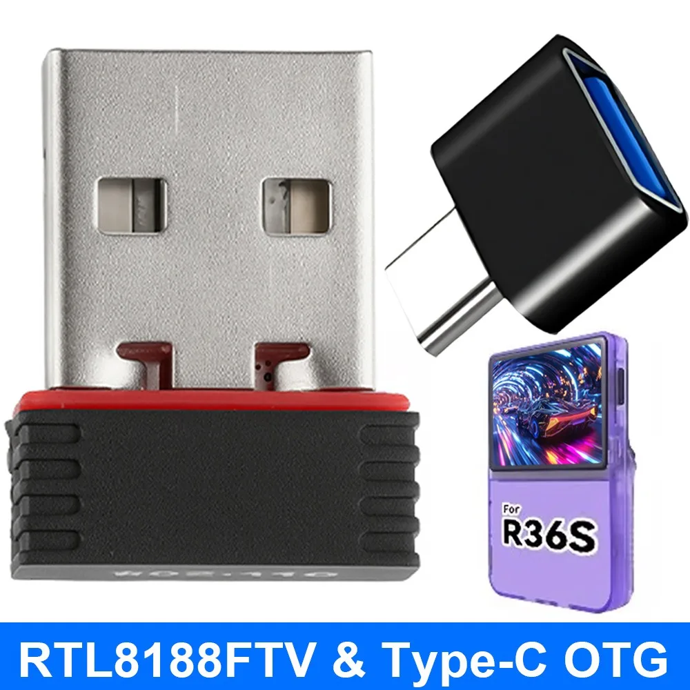 Für R36S Spielkonsole WiFi Netzwerk RTL8188FTV USB Dongles und Typ C OTG USB Adapter Für R36S / R36H Spielkonsole Zubehör Image