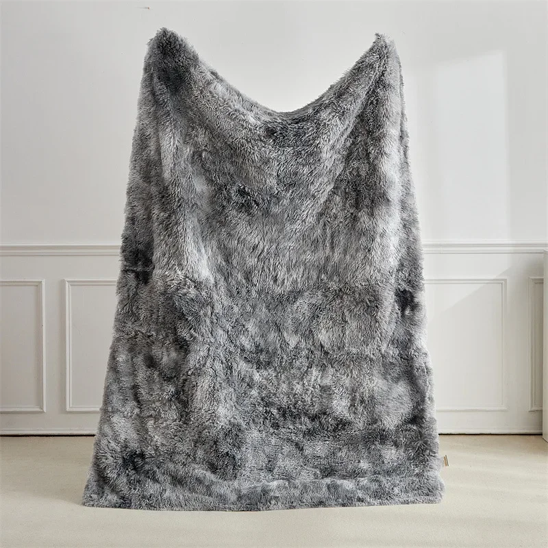 2025 neue Doppel Nerz Fleece Lamm Fleece Baumwolle Decke Korallen Fleece Eis Lange Haar Decke Einfarbig Einfache Sofa Decke Image